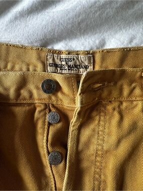 GUESS by Georges Marciano Yellow Button-Fly Denim cut off denim shorts -vintage